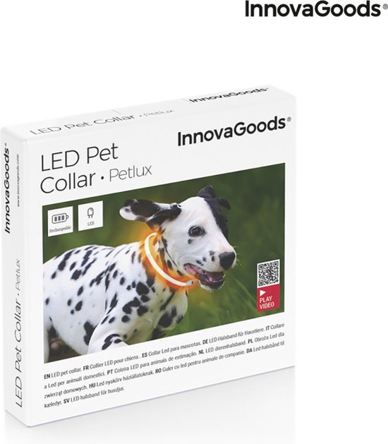 InnovaGoods LED Halsband voor Honden – Verstelbaar & Oplaadbaar – Veiligheidslicht tot 500m – 3 Lichtstanden – Oranje - Afbeelding 6