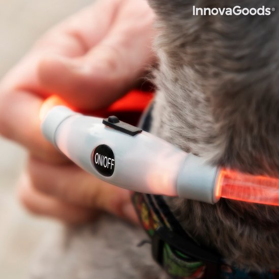 InnovaGoods LED Halsband voor Honden – Verstelbaar & Oplaadbaar – Veiligheidslicht tot 500m – 3 Lichtstanden – Oranje - Afbeelding 8