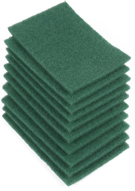 Benson Schuurpads – Groen – 10 Stuks – 14,5 x 10 x 1 cm – Sterke Schuursponsen voor Pannen, Keuken & Schilderwerk – Duurzaam & Herbruikbaar