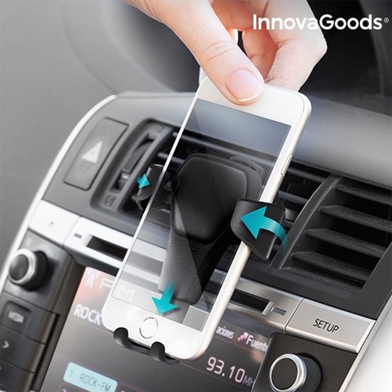 InnovaGoods Universele Telefoonhouder Auto – Ventilatierooster – Zwaartekracht Design – Geschikt voor iPhone, Samsung, Huawei en meer - Afbeelding 7