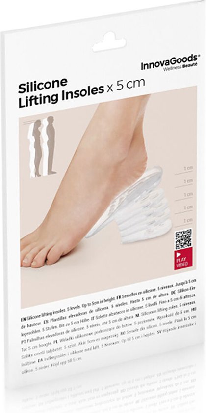 InnovaGoods Verhogende Siliconen Inlegzolen x5 cm – Onzichtbare Hielverhogers voor Extra Lengte en Comfort - Afbeelding 3