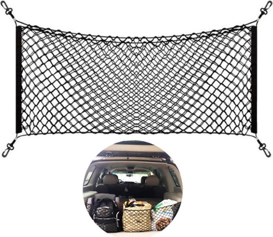 Universeel Elastisch Kofferbaknet Auto – Bagagenet met 4 Haken – Voorkomt Verschuiven van Bagage – Flexibel, Stevig & Makkelijk te Bevestigen - Afbeelding 5