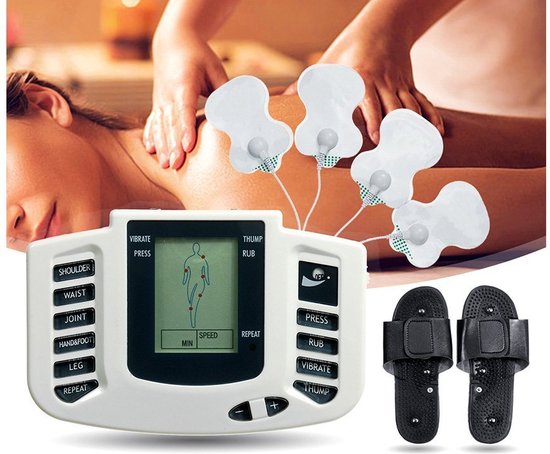 TENS/EMS Spierelektrostimulator – Elektrotherapie voor Pijnbestrijding, Spierherstel & Massage – Met Voetelektroden, LCD-Display & 4 Pads – Werkt op 3× AA Batterijen – Thuisgebruik - Afbeelding 3