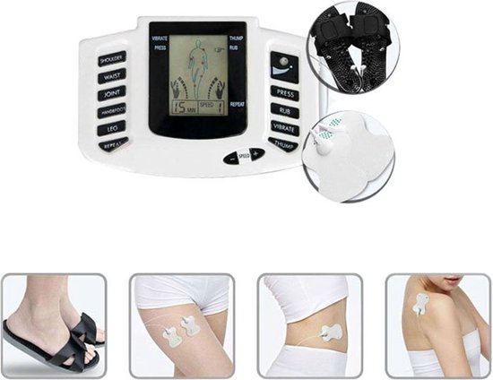 TENS/EMS Spierelektrostimulator – Elektrotherapie voor Pijnbestrijding, Spierherstel & Massage – Met Voetelektroden, LCD-Display & 4 Pads – Werkt op 3× AA Batterijen – Thuisgebruik - Afbeelding 4