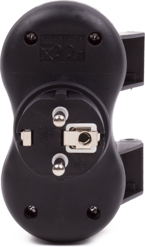 Benson Stekker Duo Verloop met Randaarde – IP44 – 1 naar 2 Stopcontacten – Spatwaterdicht – Zwart – 3500W – Voor Buiten - Afbeelding 2