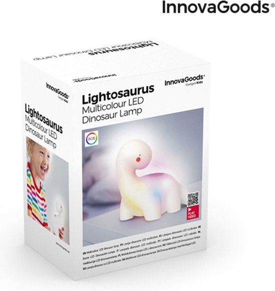 InnovaGoods Dinosaur LED Lamp – Multi-Colour Nachtlampje Lightosaurus – Kinderlamp met 4 Kleuren – Veilig & Decoratief - Afbeelding 3
