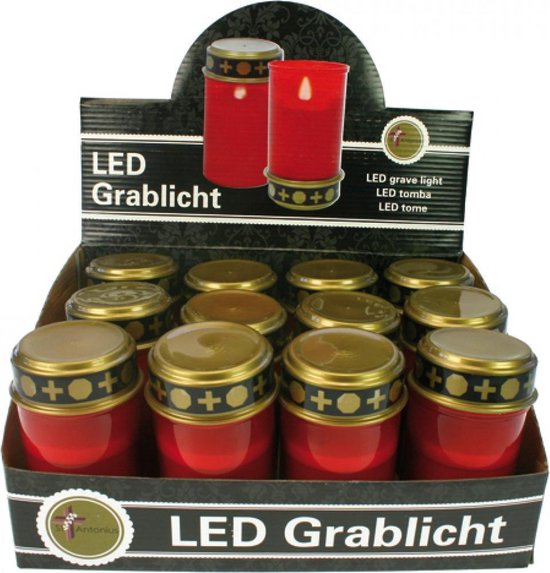 Grafkaars op Batterij – LED Gedenkkaars – Veilig, Waterbestendig & Realistisch Flikkereffect – Werkt op 2× AA Batterijen – Voor Binnen en Buiten