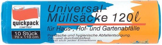 Vuilniszakken Camping Universeel – 120 Liter – 10 Stuks – Extra Sterk & Scheurvast – Blauw – Geschikt voor Container, Camping & Werkplaats - Afbeelding 2