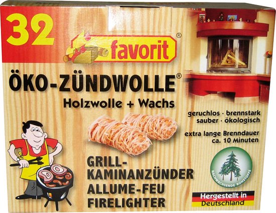 Favorit Aanmaakblokjes Houtwol – 32 Stuks – Natuurlijke, Geurloze Aanmaakblokjes met Lange Brandduur – Voor Open Haard, BBQ, Kachel & Houtoven - Afbeelding 2