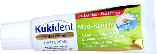 Kukident Kleefpasta Voordeelset 2 Stuks – 1× Extra Sterk & 1× Professional Sterk Med + Kamille – 40 g Tubes – Sterke Fixatie voor Kunstgebitten - Afbeelding 4
