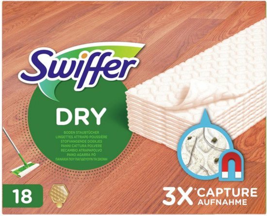Swiffer Droge Vloerdoekjes voor Houten Vloeren – 18 Stuks – Navulling voor Swiffer Vloerwisser – Vangt Stof, Haar & Vuil – Geschikt voor Parket en Houten Ondergrond - Afbeelding 2