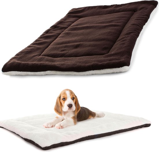 Hondenkussen van 100% zachte polyester - Hondenbed - Huisdiermat - Makkelijk te reinigen - Maat M - 50 x 35 x 2 cm - Bruin