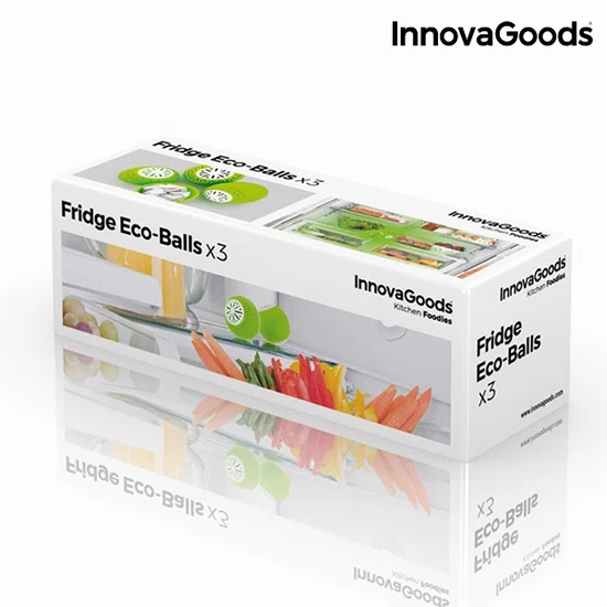 InnovaGoods Koelkast Vershoudballen – Set van 3 – Met Actieve Koolstof – Verwijdert Geuren & Verlengt Versheid van Groenten en Fruit - Afbeelding 2