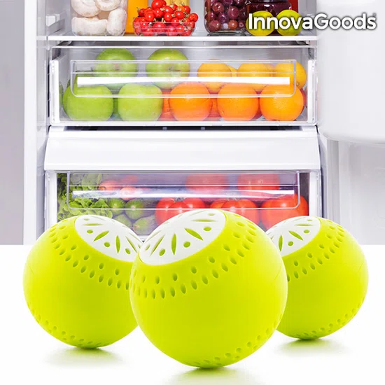 InnovaGoods Koelkast Vershoudballen – Set van 3 – Met Actieve Koolstof – Verwijdert Geuren & Verlengt Versheid van Groenten en Fruit - Afbeelding 5