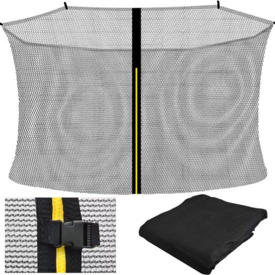 Malatec® Trampoline Veiligheidsnet Binnenzijde – Ø 404 cm – Binnennet met Rits – Vervangend Net voor Trampoline – Zwart – Zonder Palen
