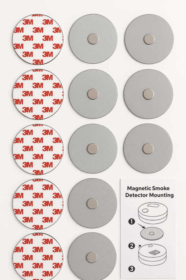 Rookmelder Magneet Bevestiging – 10x Zelfklevende Montageplaat met 3M Tape – Schroefloos – Niet Herbruikbaar – Ø70mm - Afbeelding 4