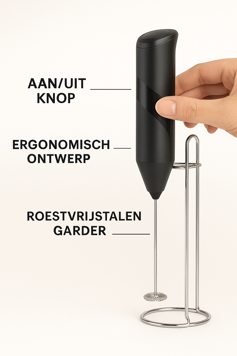 Melkopschuimer Elektrisch – RVS Mini Mixer met Houder – Draadloos - Afbeelding 7