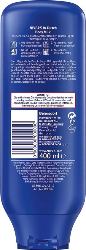 NIVEA In-Shower Bodymilk – Droge Huid – Met Amandelolie – 400ml - Afbeelding 3