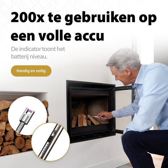THAR Elektrische Lange Plasma Aansteker – USB Oplaadbaar – Windproof & Veilig – Met Kinderslot – Voor Kaarsen, BBQ, Kachel - Afbeelding 4