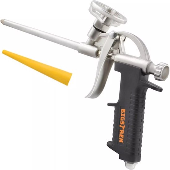 Bigstren Purpistool – Verchroomd Metaal Schuimpistool met Opzetstukken – Universeel Foam Gun voor PU-schuim