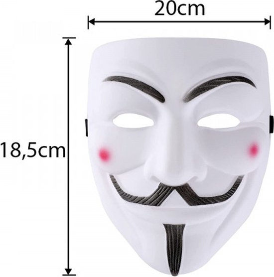 Anonymous Masker – Set van 3 – Vendetta / Guy Fawkes – Protestmasker – Cosplay & Halloween Accessoire – Lichtgewicht – Universele Maat – Wit Kunststof - Afbeelding 3