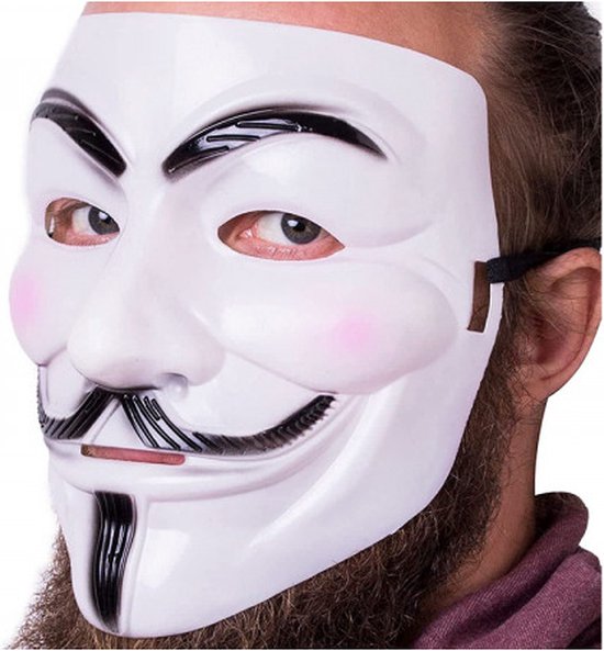 Anonymous Masker – Set van 3 – Vendetta / Guy Fawkes – Protestmasker – Cosplay & Halloween Accessoire – Lichtgewicht – Universele Maat – Wit Kunststof - Afbeelding 4