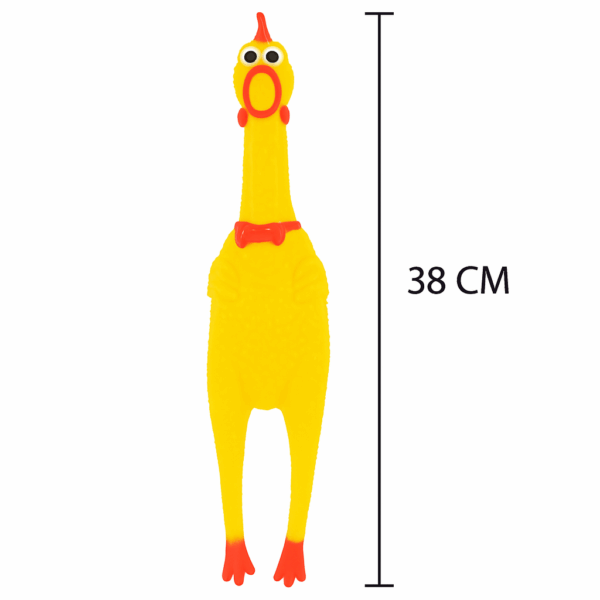 THAR Schreeuwende Kip XL – 38 cm – Extra Grote Rubber Kip met Geluid – Grappig Speelgoed voor Kinderen & Huisdieren – Cadeau & Anti-Stress Gadget