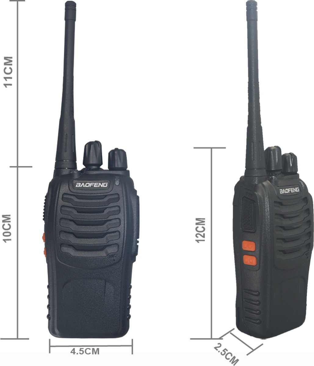 Baofeng Portofoon 4 Stuks – Walkie Talkie Set met Oortjes - Afbeelding 9