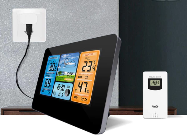 Digitaal Draadloos Weerstation – LCD Kleuren Display – Uursvoorspelling – Wind- & Regenmeter – Binnen & Buiten Temperatuur, Luchtvochtigheid en Luchtdruk – Bereik tot 60 m – Meertalig (incl. Nederlands & Frans) - Afbeelding 2