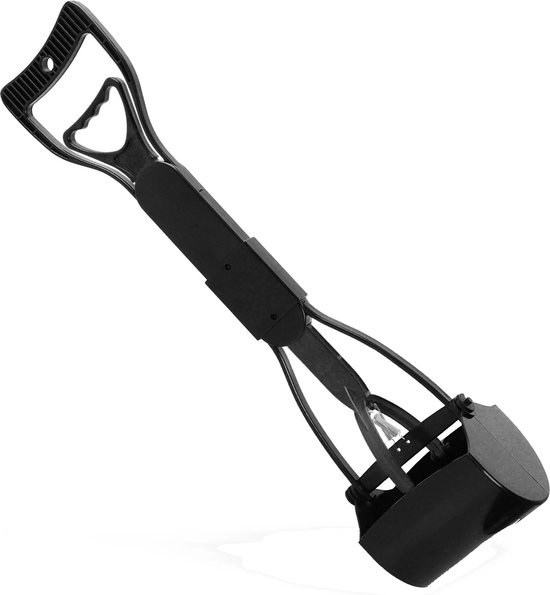 THAR Hondenpoepschep – Poepgrijper voor Honden – Inclusief Rolhouder met 15 Afvalzakjes – Hygiënisch, Inklapbaar en Eenvoudig in Gebruik – 60 cm – Verkrijgbaar in 5 Kleuren - Zwart