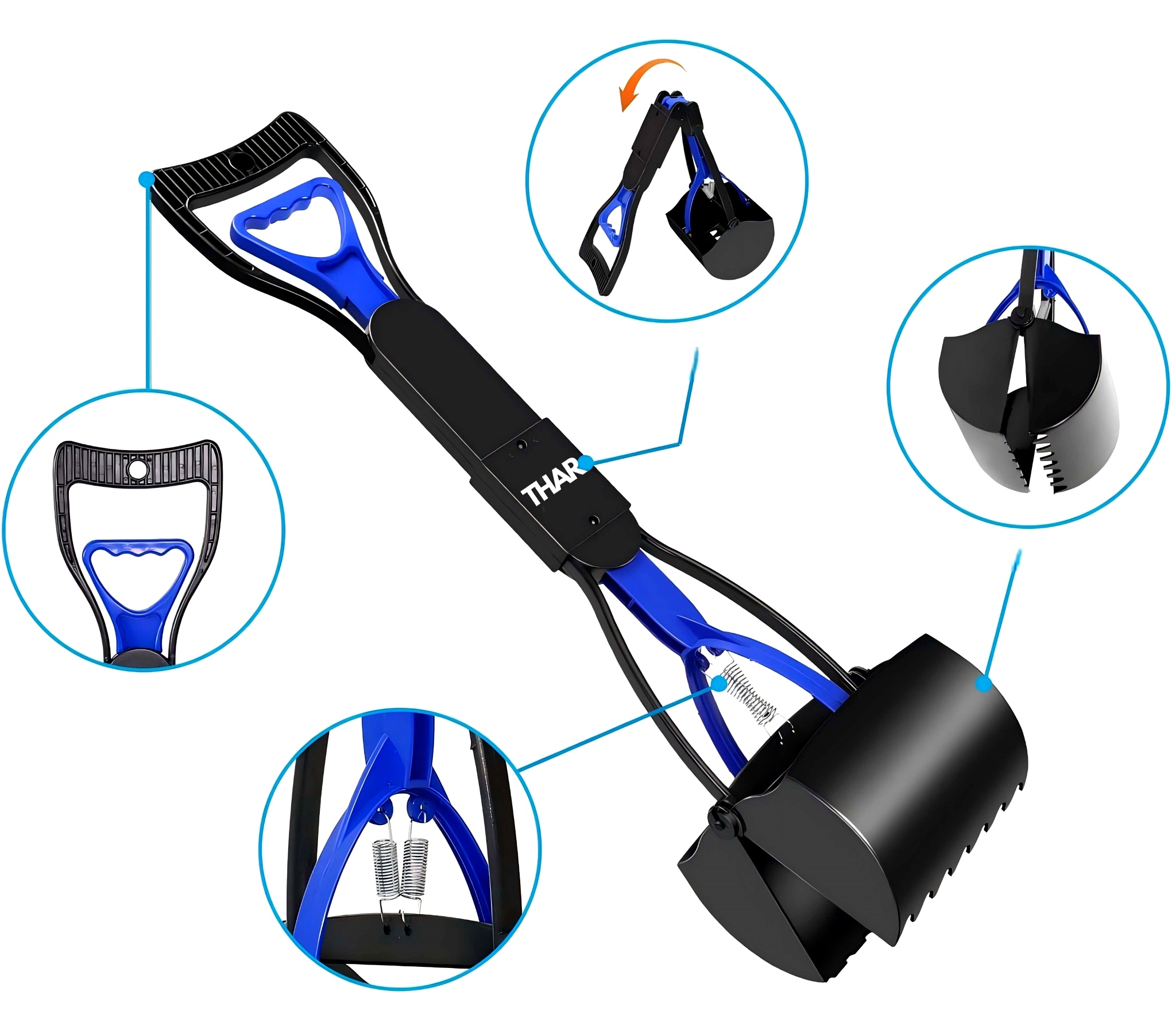 THAR Hondenpoepschep – Poepgrijper voor Honden – Inclusief Rolhouder met 15 Afvalzakjes – Hygiënisch, Inklapbaar en Eenvoudig in Gebruik – 60 cm – Verkrijgbaar in 5 Kleuren - Afbeelding 18