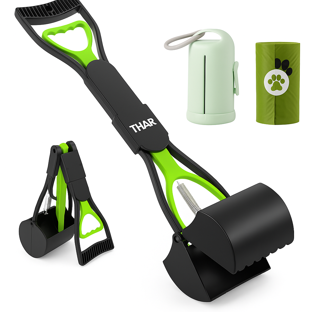 THAR Hondenpoepschep – Poepgrijper voor Honden – Inclusief Rolhouder met 15 Afvalzakjes – Hygiënisch, Inklapbaar en Eenvoudig in Gebruik – 60 cm – Verkrijgbaar in 5 Kleuren - Afbeelding 19