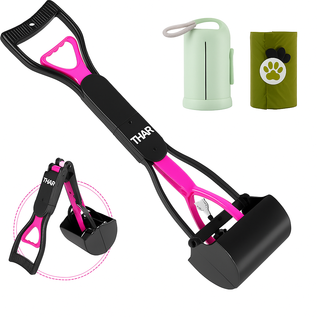 THAR Hondenpoepschep – Poepgrijper voor Honden – Inclusief Rolhouder met 15 Afvalzakjes – Hygiënisch, Inklapbaar en Eenvoudig in Gebruik – 60 cm – Verkrijgbaar in 5 Kleuren - Afbeelding 20