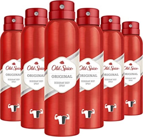 Old Spice Deospray Original – 6×150 ml – Voordelige 6-pack – Langdurige Bescherming & Klassieke Geur voor Mannen