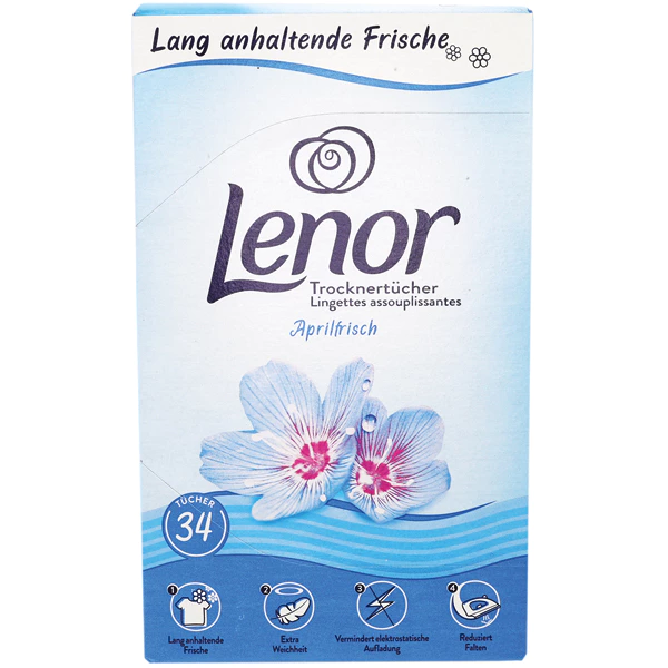 Lenor Droogtrommeldoekjes Aprilfris – 12 × 34 Stuks (Totaal 408 Wasbeurten) – Frisse Geur, Zachte Kleding & Antistatische Werking - Afbeelding 4