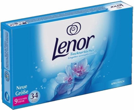 Lenor Droogtrommeldoekjes Aprilfris – 12 × 34 Stuks (Totaal 408 Wasbeurten) – Frisse Geur, Zachte Kleding & Antistatische Werking - Afbeelding 2