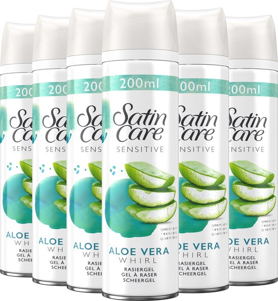 Gillette Venus Satin Care Scheergel 6 × 200 ml – Voor Gevoelige Huid – Hydraterend & Kalmerend