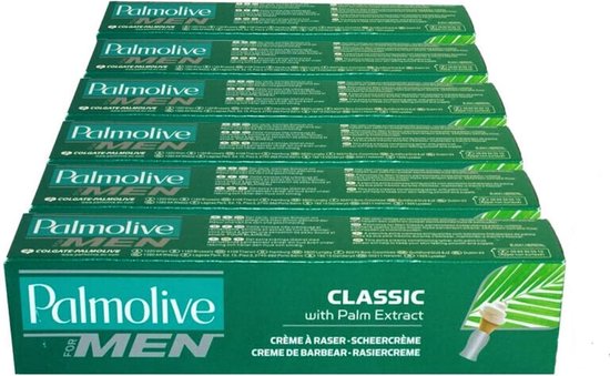 Palmolive Scheercrème Classic – 6 × 100 ml – Rijke, Verzorgende Scheercrème met Palmextract – Voor een Gladde, Comfortabele & Irritatievrije Scheerbeurt