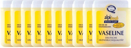 Alpi Fresh Vaseline 10 x 125 ml – Voordeelverpakking – Intensieve Hydratatie & Bescherming voor Droge Huid, Lippen, Handen & Voeten
