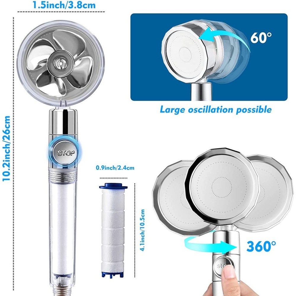 gouden turbo propeller douchekop luxe badkameraccessoire