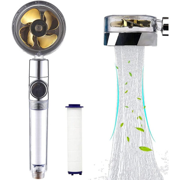 douchekop turbo propeller waterbesparend goud hoge druk