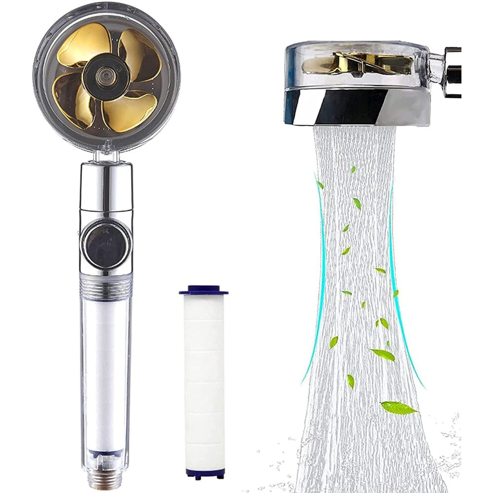 douchekop turbo propeller waterbesparend goud hoge druk