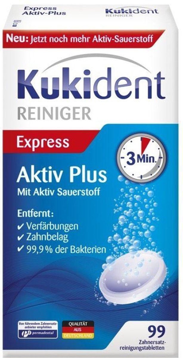 kukident express aktiv plus 99 tabletten verpakking
