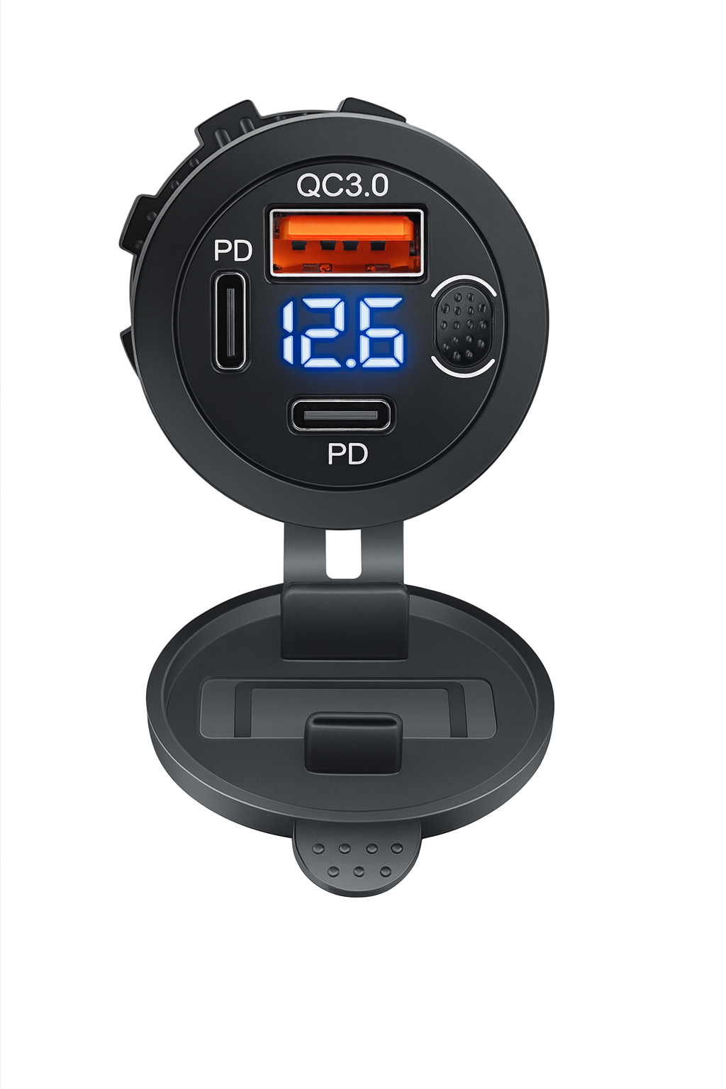 THAR dashboard inbouwmodule met 3 poorten en LED spanningsmeter