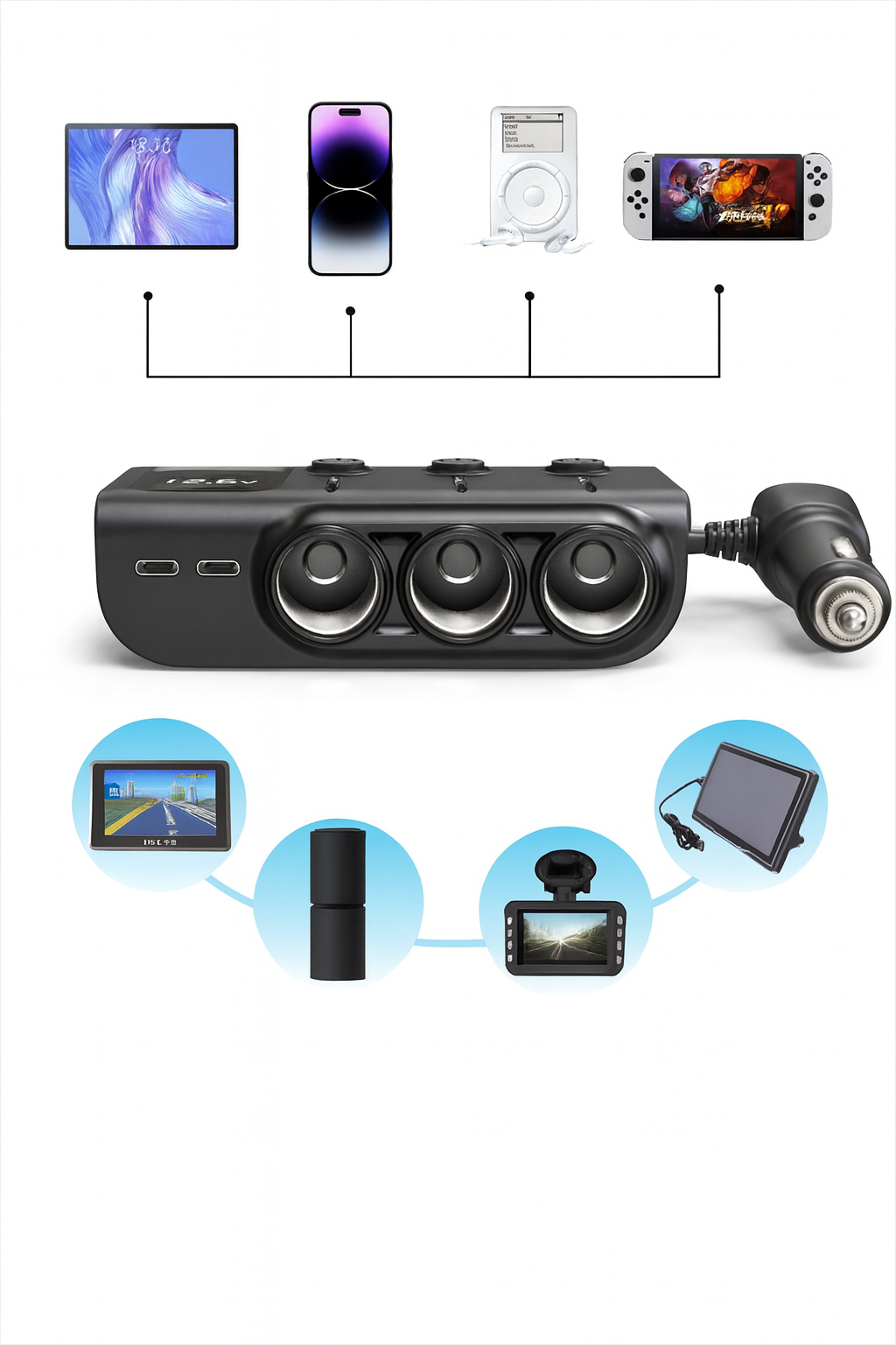 THAR sigarettenaansteker splitter met USB-C snellader