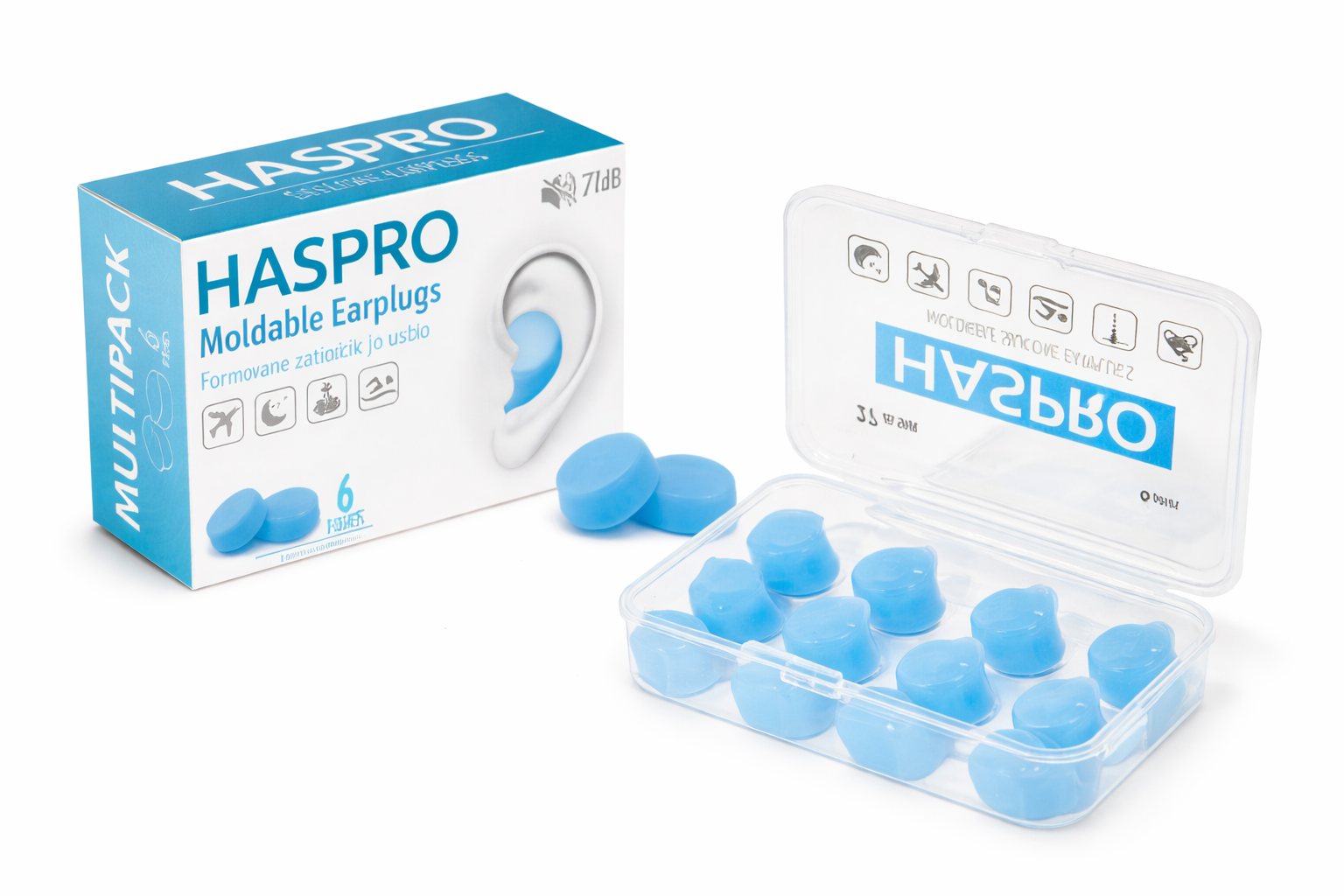 HASPRO moldable silicone oordopjes 6 paar SNR 27 dB