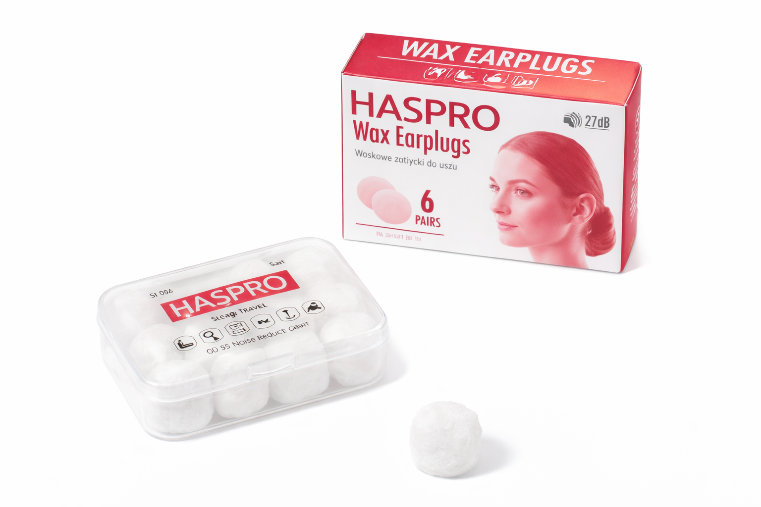HASPRO wax oordopjes 6 paar zacht en geluidsdempend