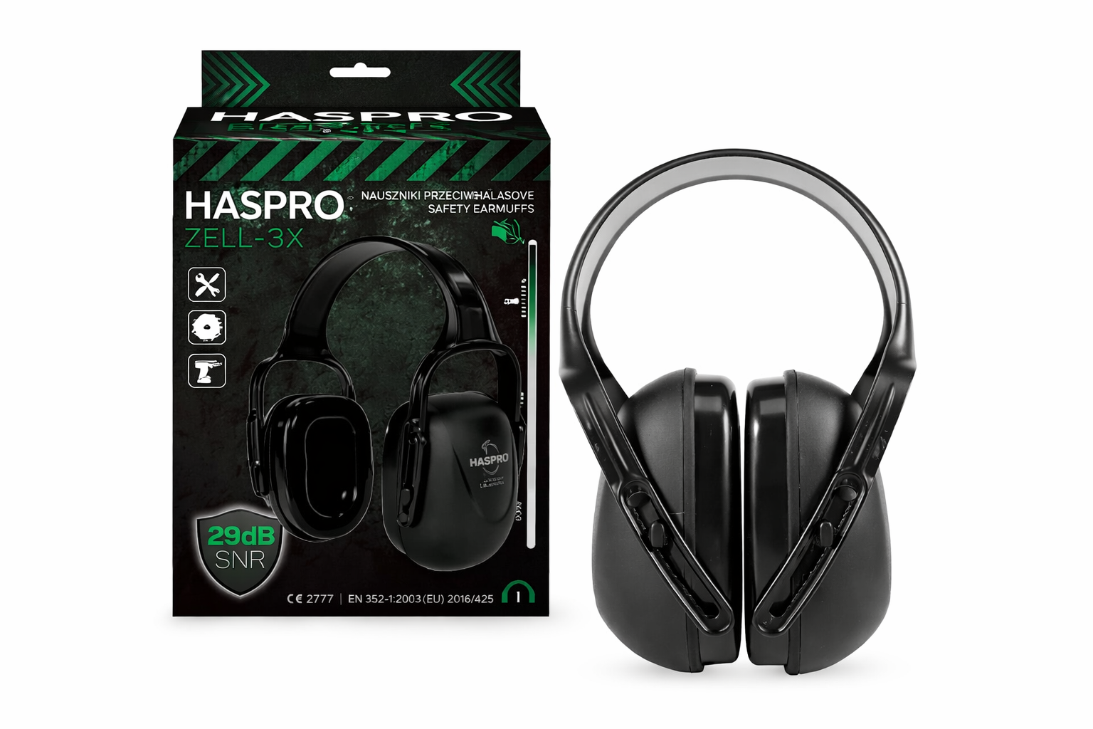 HASPRO ZELL-3X gehoorbescherming oorkappen zwart groen