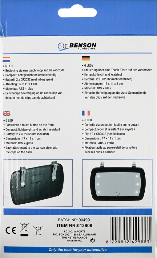 auto make-up spiegel zwart 17x11 cm