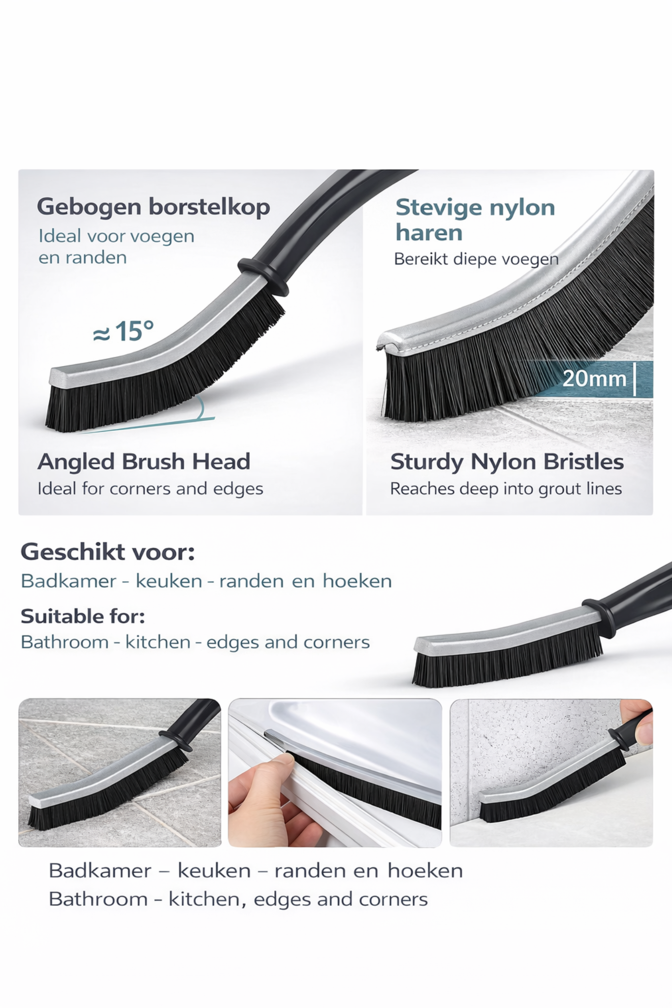 novelty voegenborstel nylon haren detail